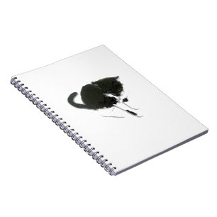 Cat Artwork Black and White Kitty Notebook