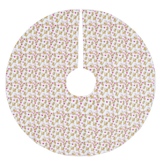 Cat Artwork | Cute Cat Valentine Brushed Polyester Tree Skirt (Front)