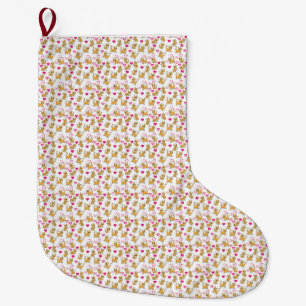 Cat Artwork   Cute Cat Valentine Large Christmas Stocking