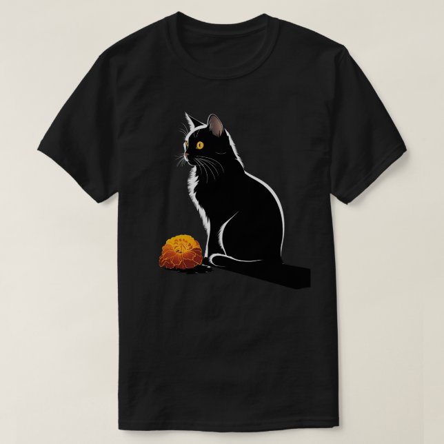 Cat Artwork - Flowers Art Cat Motif Animal Cat T-Shirt (Design Front)