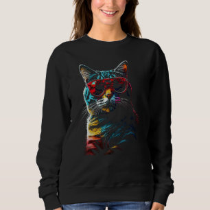 Cat Artwork  Sunglasses Animal Cat 1 Sweatshirt