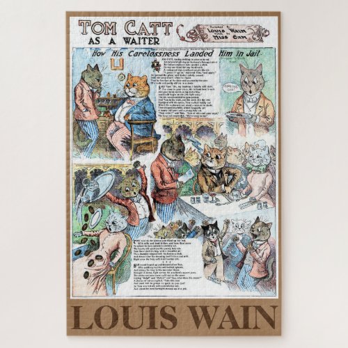 Cat as a waiter Louis Wain Jigsaw Puzzle