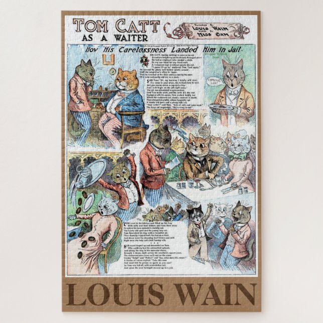 Cat as a waiter, Louis Wain Jigsaw Puzzle (Vertical)