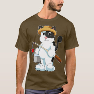 Cat as Angler with Bucket of Water T-Shirt
