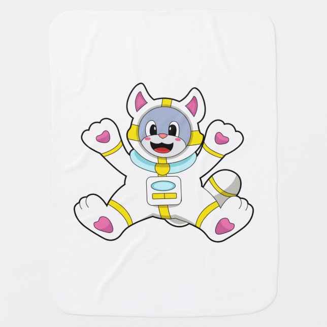 Cat as Astronaut in Costume Baby Blanket (Front)