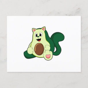 Cat as Avocado Postcard