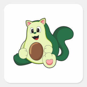Cat as Avocado Square Sticker