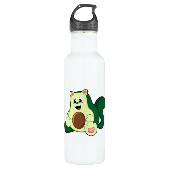 Cat as Avocado Stainless Steel Water Bottle (Front)