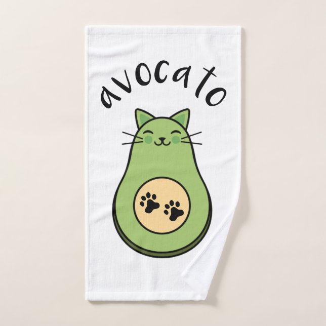 Cat as avocato hand towel  (Hand Towel)