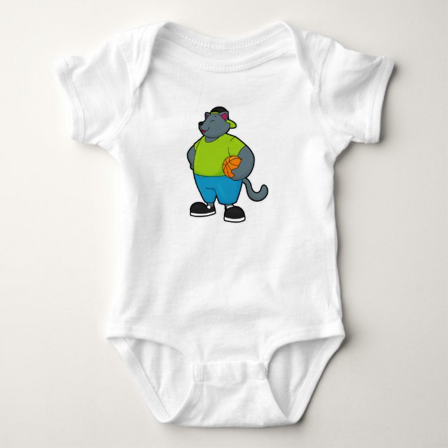 Cat as Basketball player with Basketball Baby Bodysuit (Front)