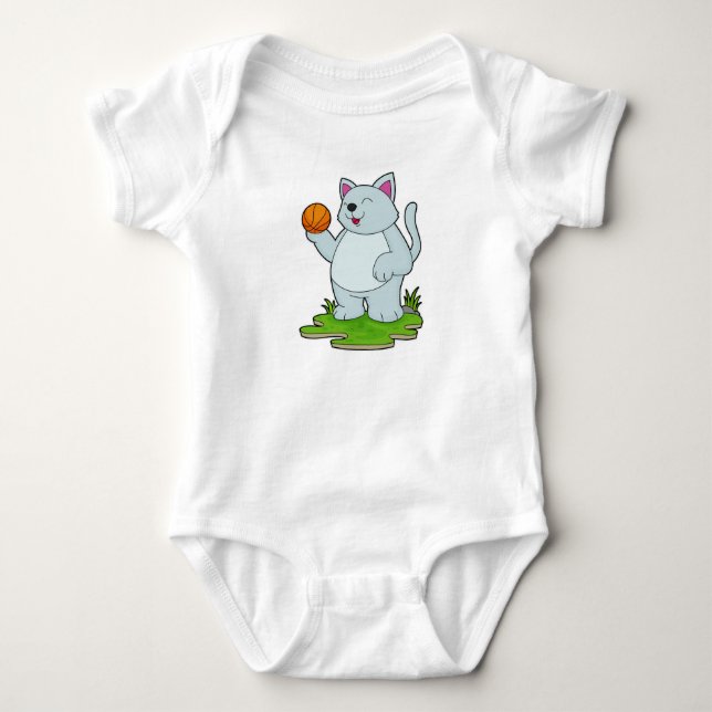 Cat as Basketball player with Basketball Baby Bodysuit (Front)