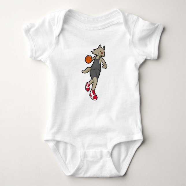 Cat as Basketball player with Basketball Baby Bodysuit (Front)