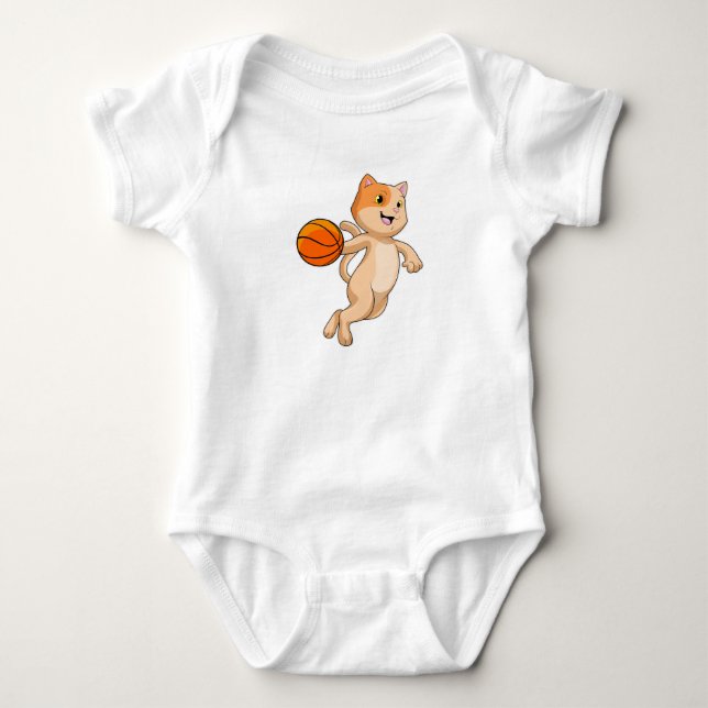 Cat as Basketball player with Basketball Baby Bodysuit (Front)