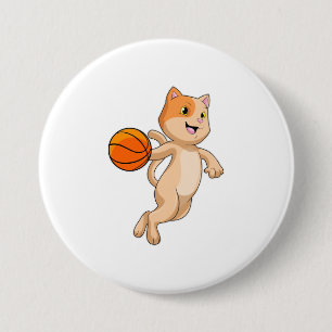 Cat as Basketball player with Basketball Button