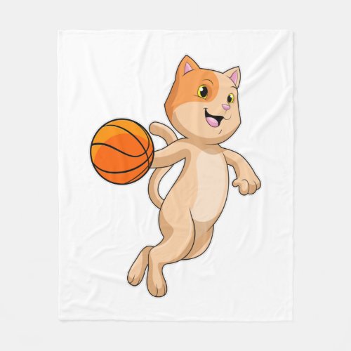 Cat as Basketball player with Basketball Fleece Blanket