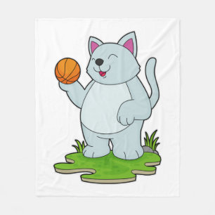 Cat as Basketball player with Basketball Fleece Blanket
