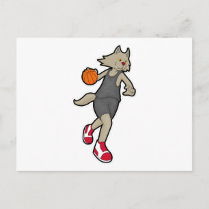 Cat as Basketball player with Basketball Postcard