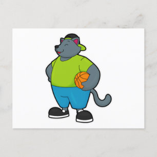 Cat as Basketball player with Basketball Postcard