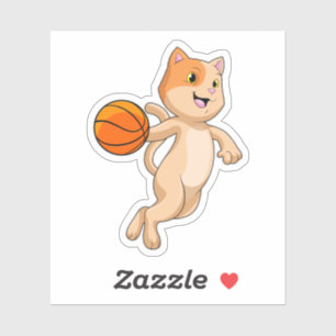 Cat as Basketball player with Basketball Sticker