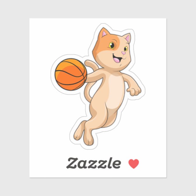 Cat as Basketball player with Basketball Sticker (Sheet)