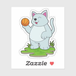 Cat as Basketball player with Basketball Sticker