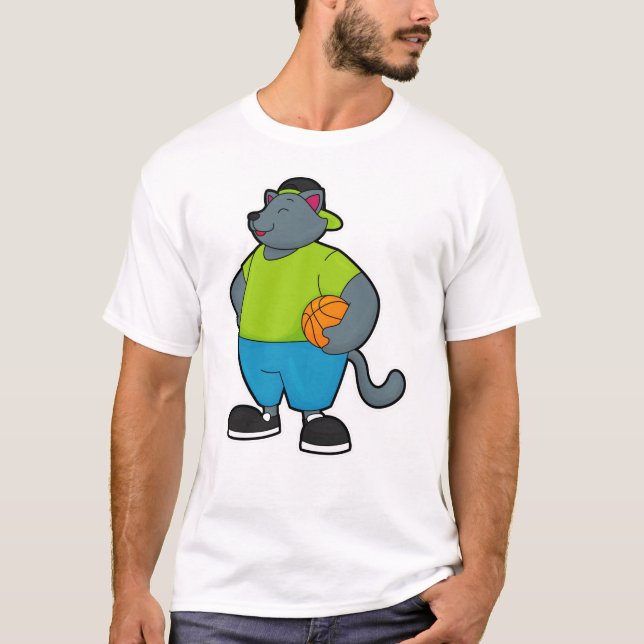 Cat as Basketball player with Basketball T-Shirt (Front)