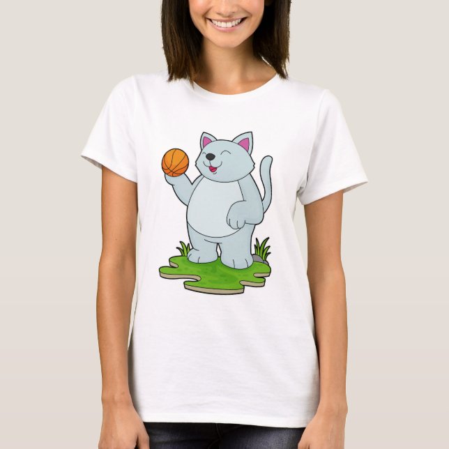 Cat as Basketball player with Basketball T-Shirt (Front)