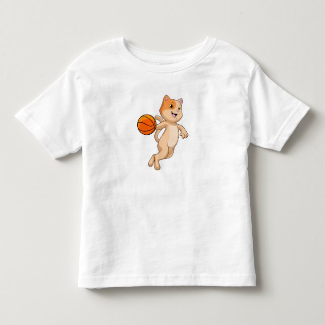 Cat as Basketball player with Basketball Toddler T-shirt (Front)