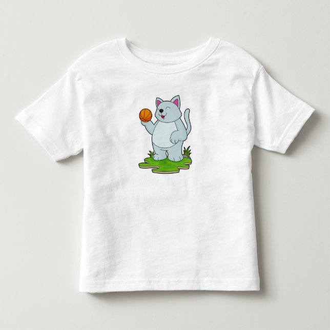 Cat as Basketball player with Basketball Toddler T-shirt (Front)