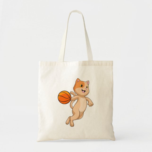 Cat as Basketball player with Basketball Tote Bag (Front)