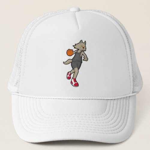 Cat as Basketball player with Basketball Trucker Hat