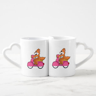 Cat as Biker with Scooter.PNG Coffee Mug Set