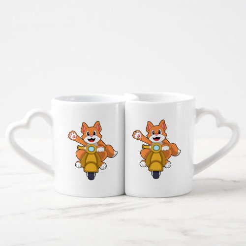 Cat as Biker with ScooterPNG Coffee Mug Set