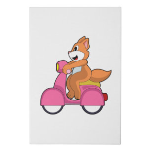 Cat as Biker with Scooter.PNG Faux Canvas Print