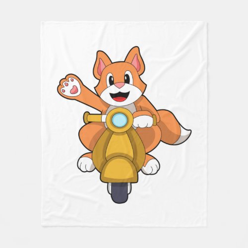 Cat as Biker with ScooterPNG Fleece Blanket