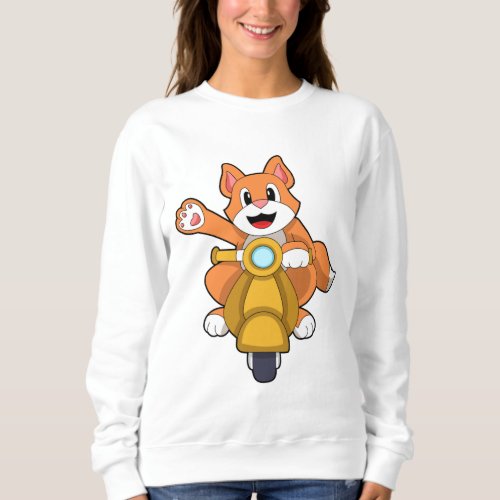 Cat as Biker with ScooterPNG Sweatshirt