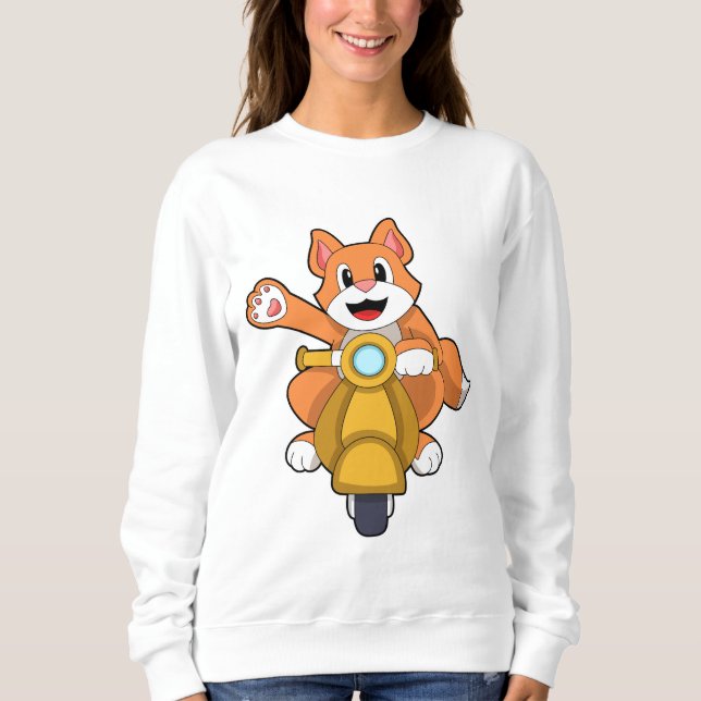 Cat as Biker with Scooter.PNG Sweatshirt (Front)