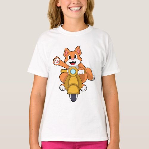 Cat as Biker with ScooterPNG T_Shirt