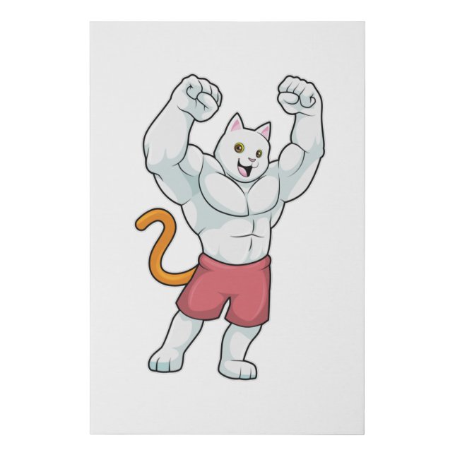 Cat as Bodybuilder with big Muscles Faux Canvas Print (Front)