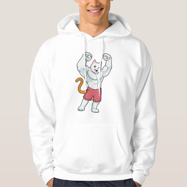 Cat as Bodybuilder with big Muscles Hoodie (Front)
