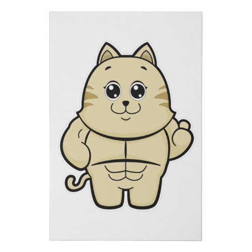 Cat as Bodybuilder with Six pack Faux Canvas Print