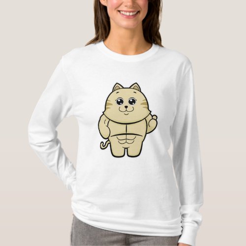 Cat as Bodybuilder with Six pack T_Shirt
