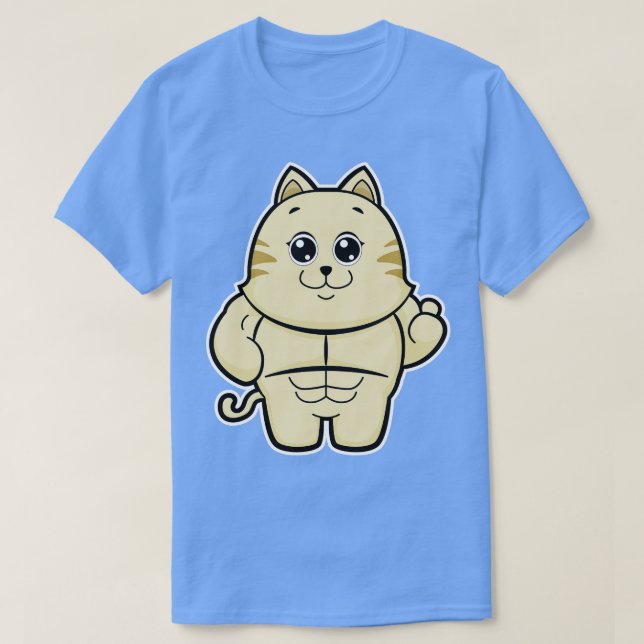 Cat As Bodybuilder With Six Pack  T-Shirt (Design Front)