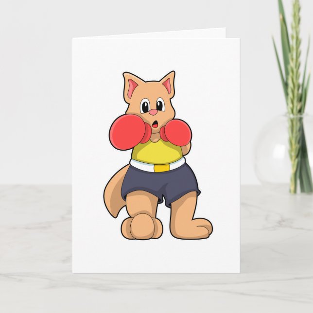Cat as Boxer at Boxing Card (Front)