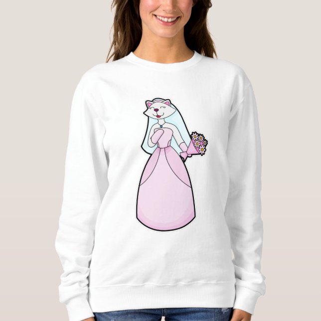 Cat as Bride with Bunch of Flowers Sweatshirt (Front)