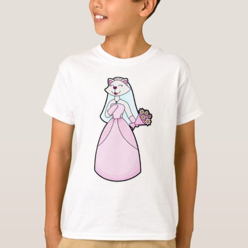 Cat as Bride with Bunch of Flowers T_Shirt