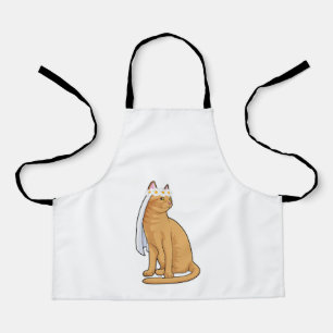 Cat as Bride with Veil Apron