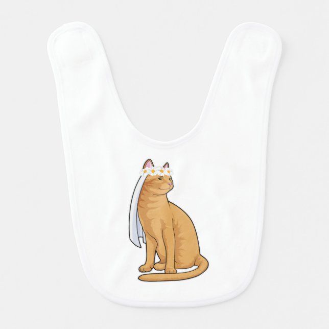Cat as Bride with Veil Baby Bib (Front)