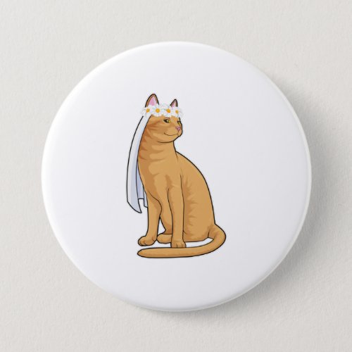 Cat as Bride with Veil Button