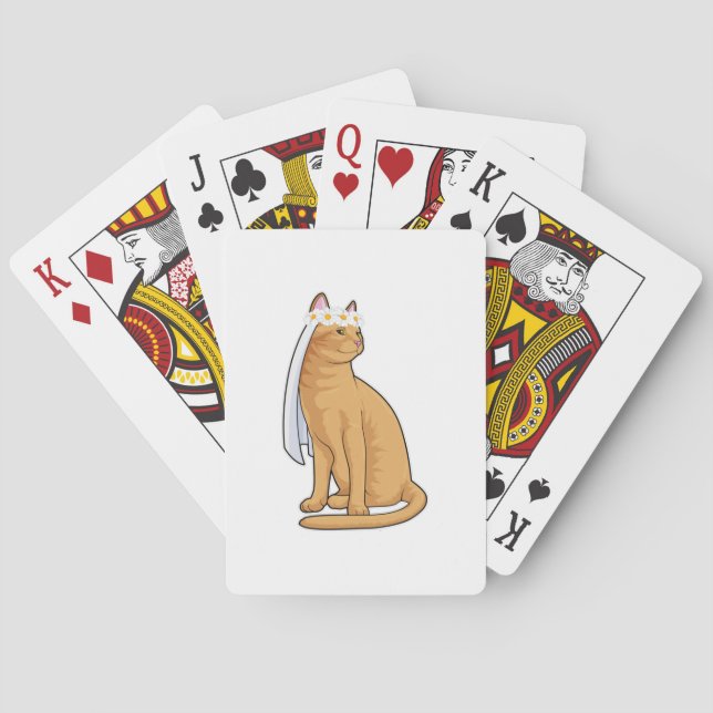 Cat as Bride with Veil Poker Cards (Back)